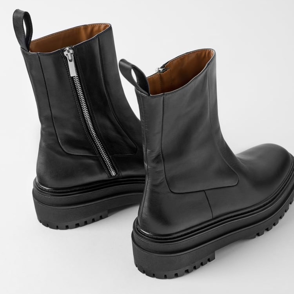 Zara Low Heeled Leather Ankle Boots